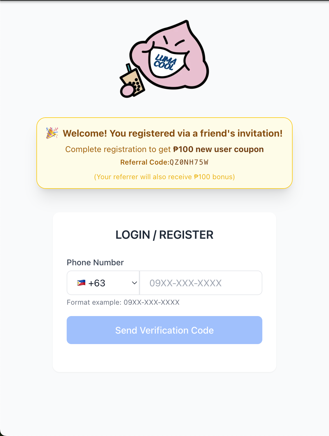New User Registration via Referral Code