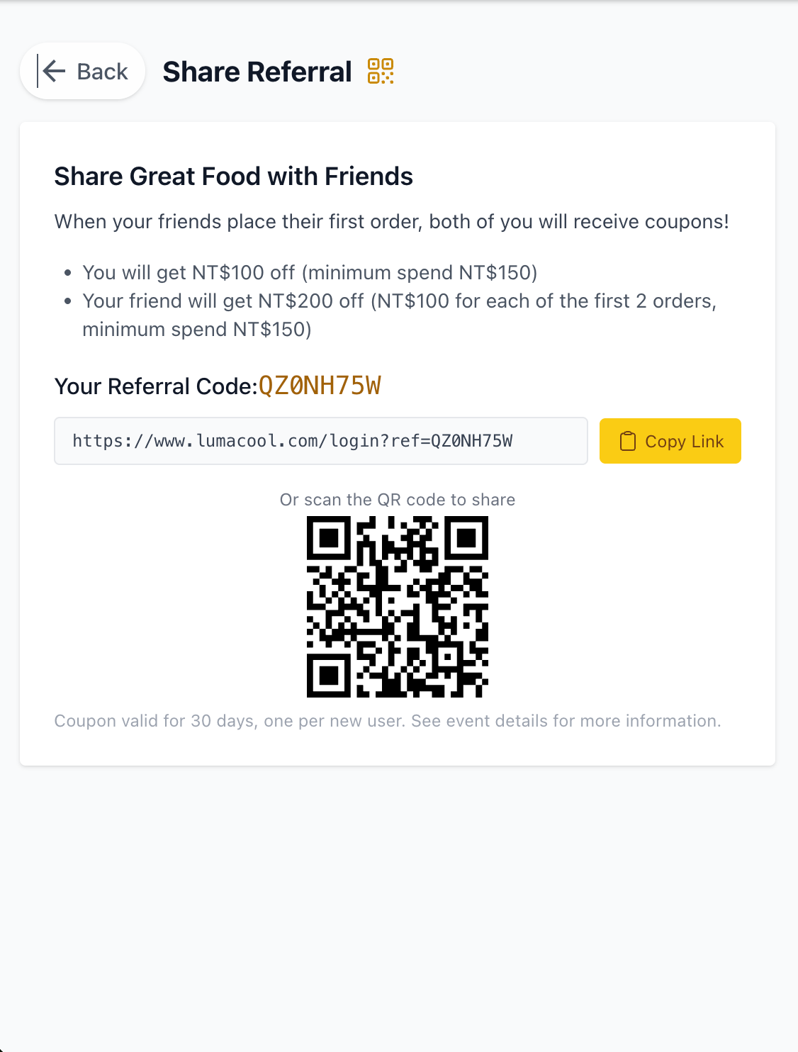 Referral Code Link