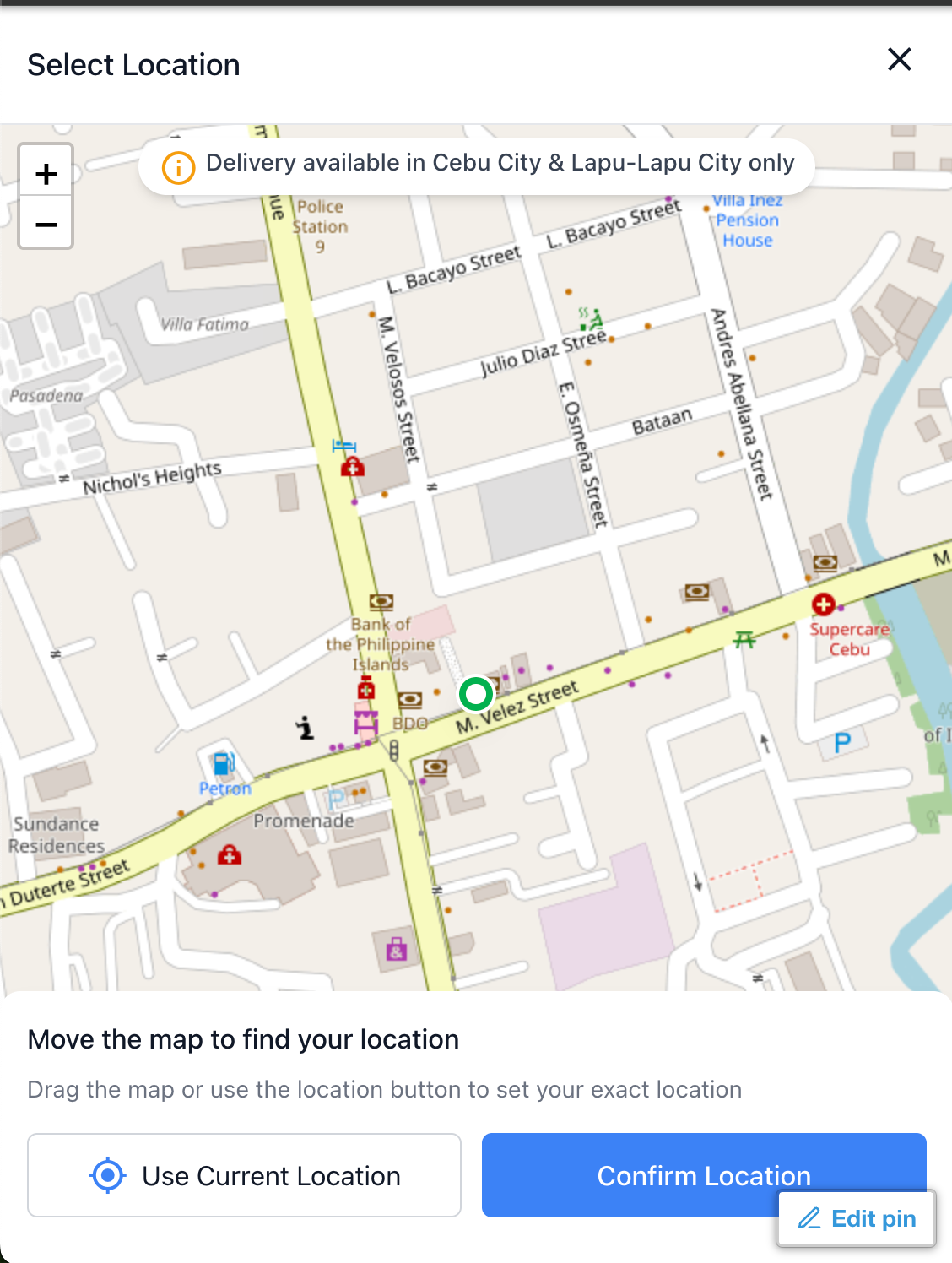 Set Delivery Address